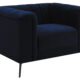 Chalet Tuxedo Blue Matte Velvet Arm Chair