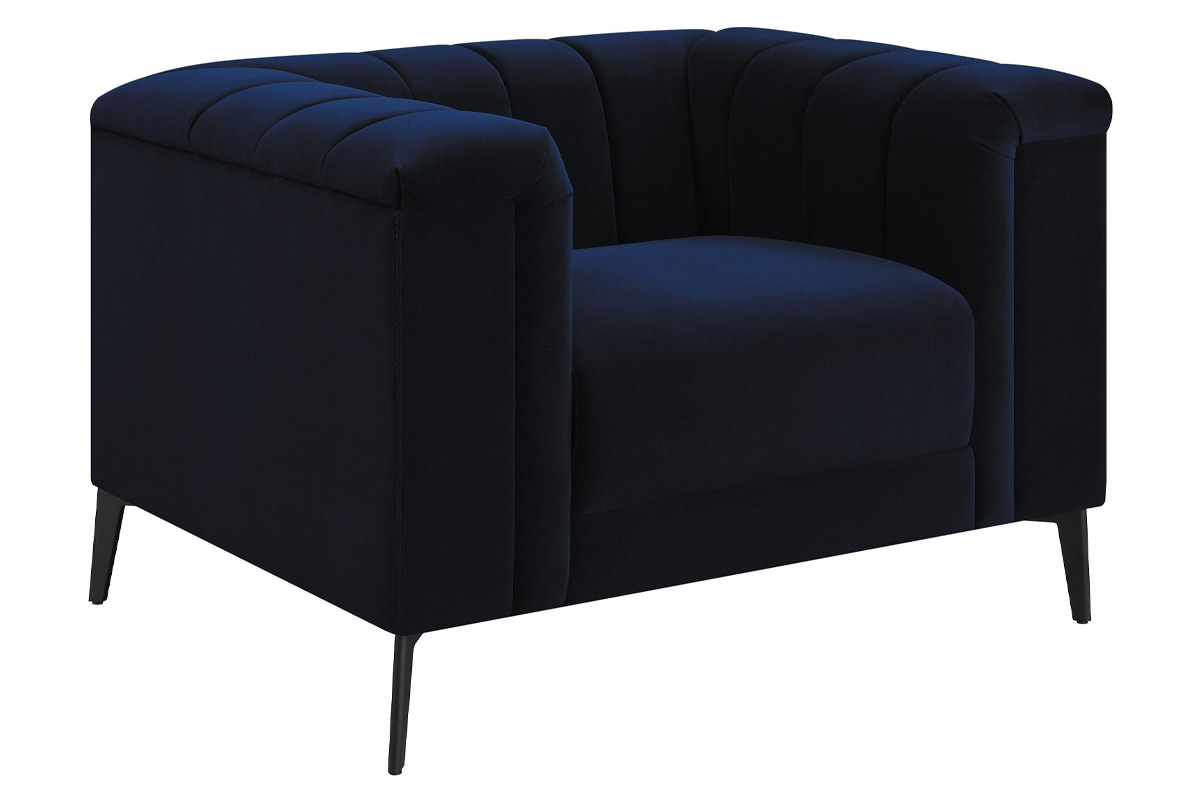Chalet Tuxedo Blue Matte Velvet Arm Chair