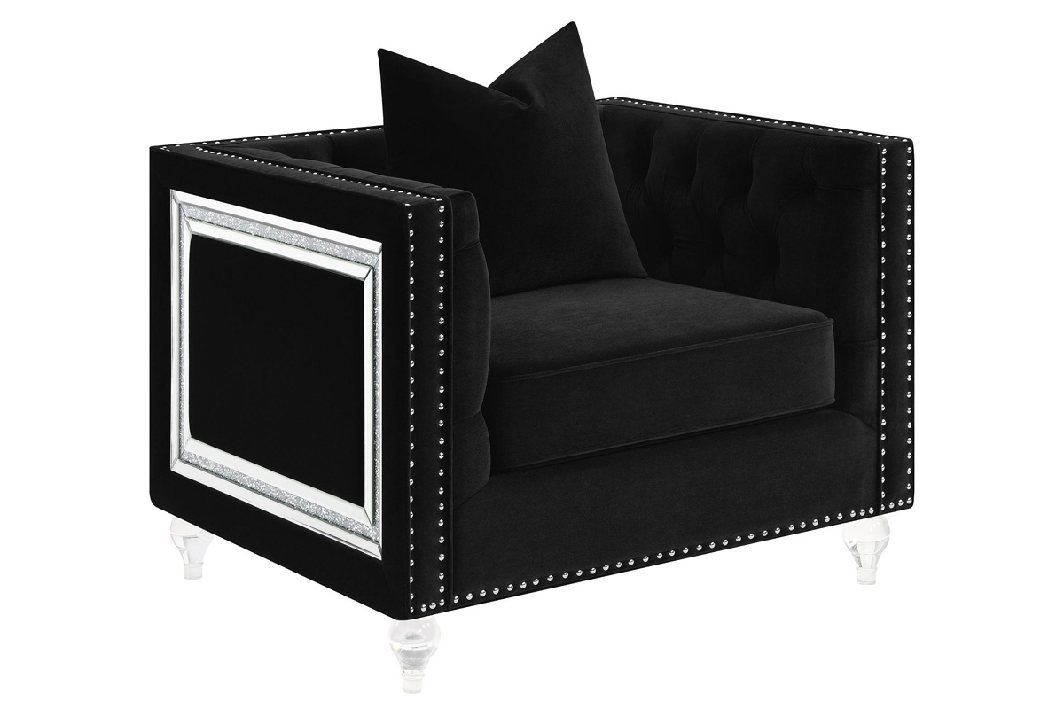 Delilah Upholstered Tufted Tuxedo Arm Chair Black