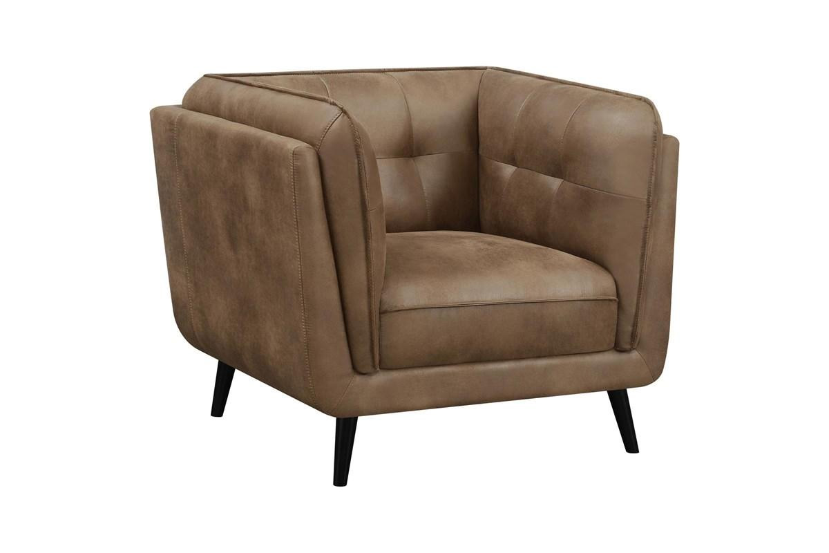 Thatcher Upholstered Button Tufted Chair Brown