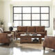 2 Pcs Set Sofa & Loveseat Leaton 100% Brown Leather