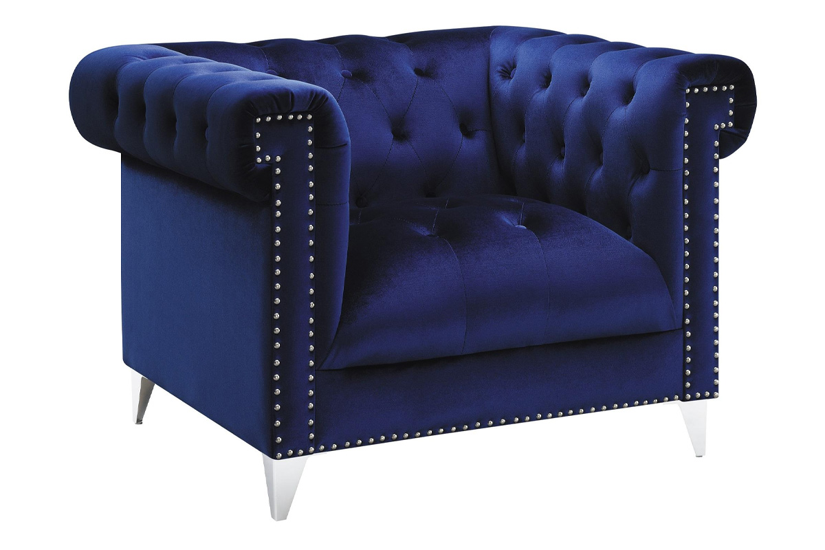 Bleker Tufted Tuxedo Arm Chair Blue
