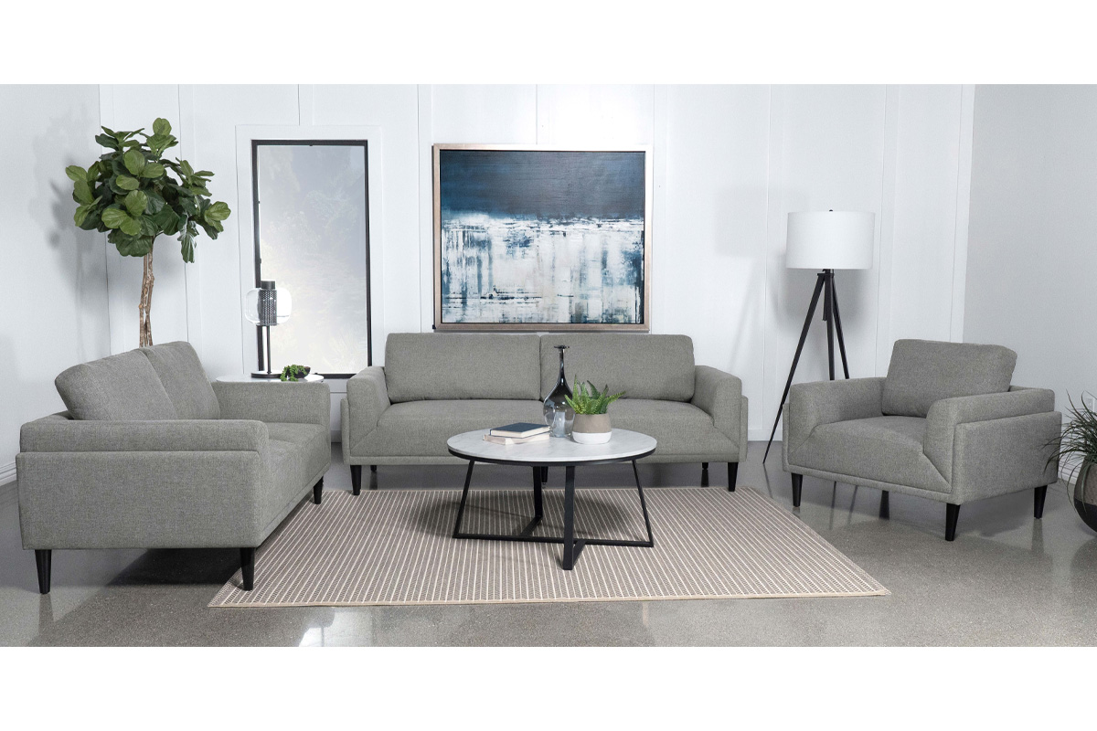 2 Pcs Set Sofa & Loveseat Rilynn Upholstered Track Arms Grey