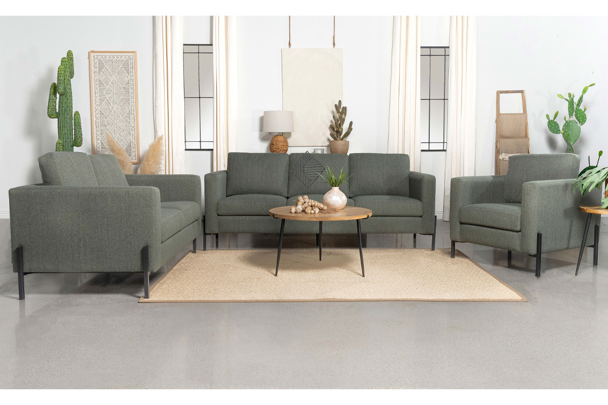 2 Pcs Set Sofa & Loveseat Tilly Upholstered Track Arms Sage