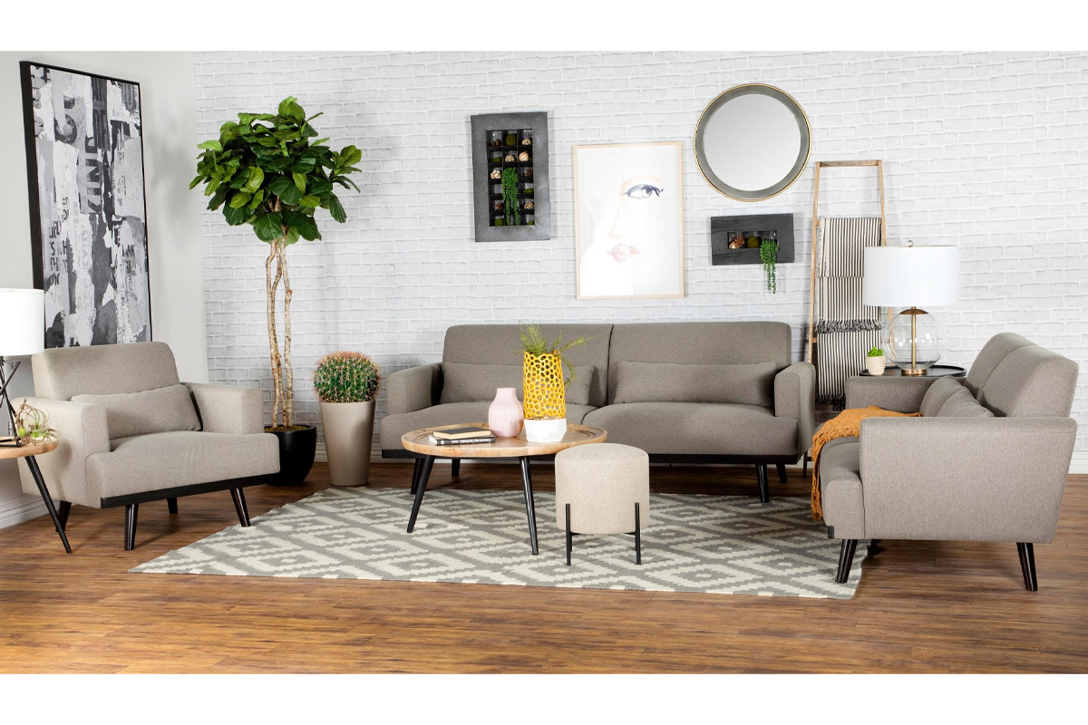 2 Pcs Set Sofa & Loveseat Blake Contemporary Sharkskin