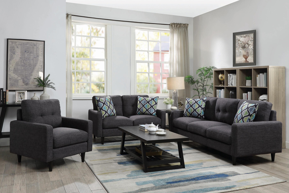 2 Pcs Set Sofa & Loveseat Watsonville Transitional Grey