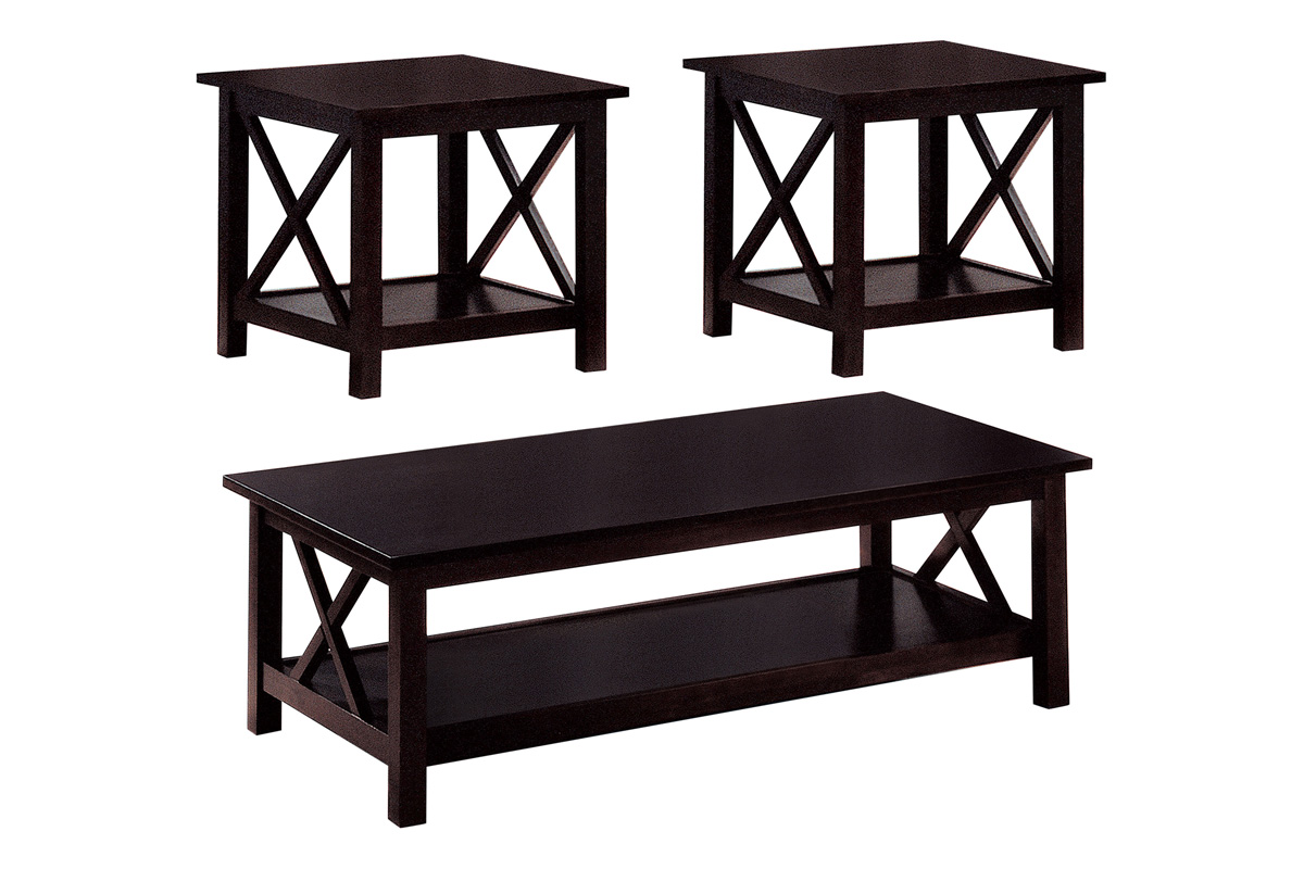 3 Pcs Amaro Occasional Coffee Table Set Dark Brown
