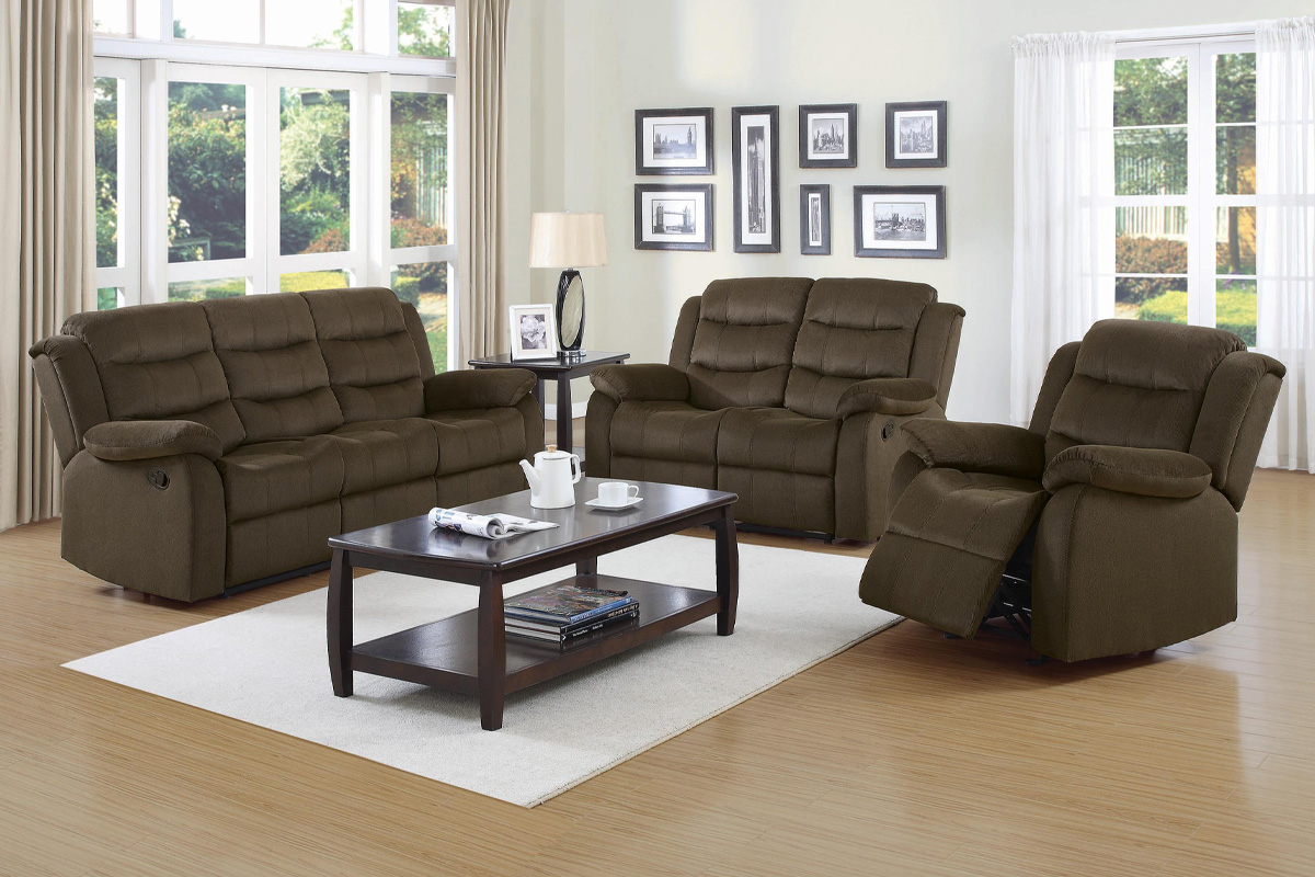 Rodman Motion Sofa & Loveseat Set Transitional Olive Brown