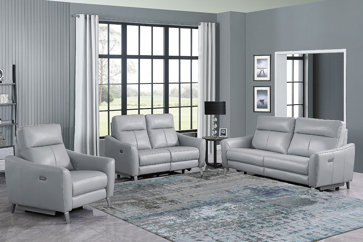2 Pcs Set Derek Upholstered Power Living Room Light Grey