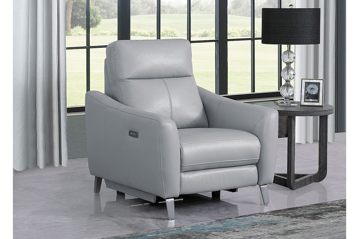Derek Upholstered Power Recliner Light Grey