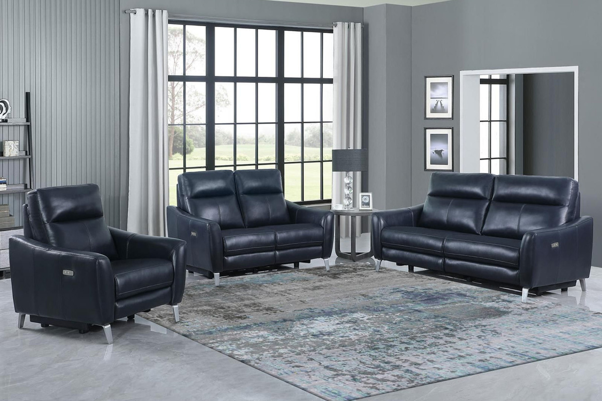 2 Pcs Set Derek Upholstered Power Living Room Blue