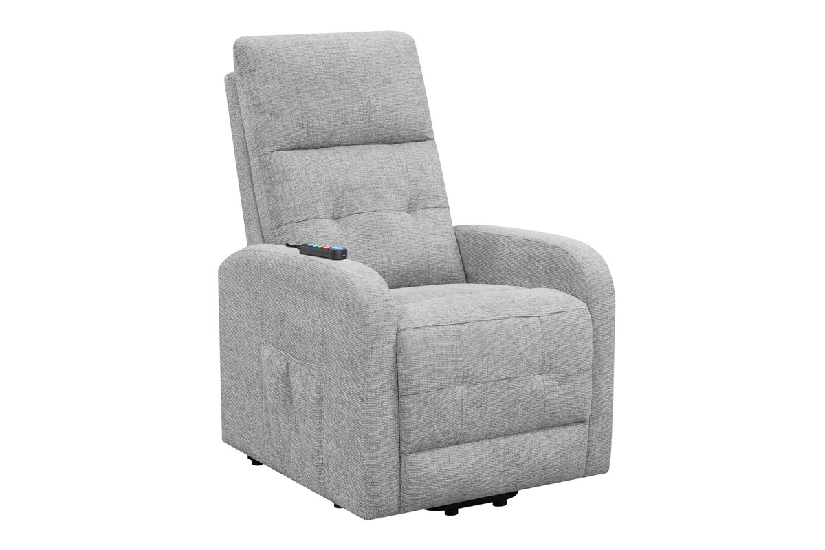 Howie Tufted Upholstered Power Lift Recliner Grey