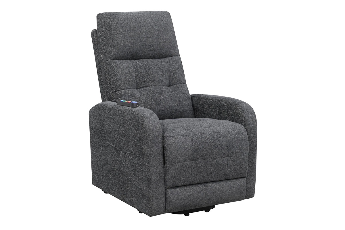 Howie Tufted Upholstered Power Lift Recliner Charcoal