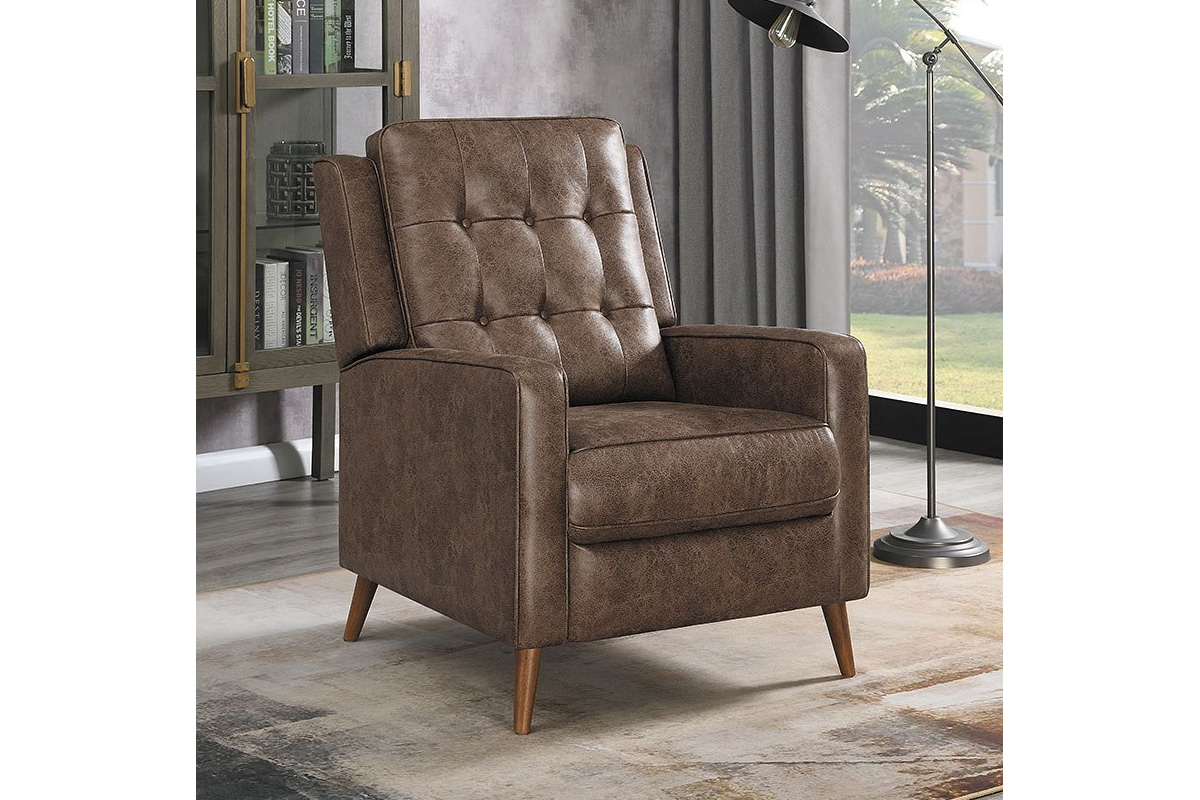 Davidson Upholstered Tufted Push Back Recliner Brown