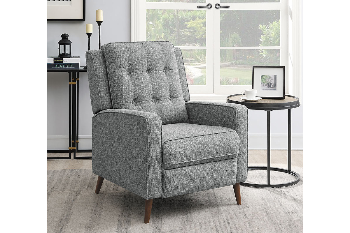 Davidson Upholstered Tufted Push Back Recliner Grey