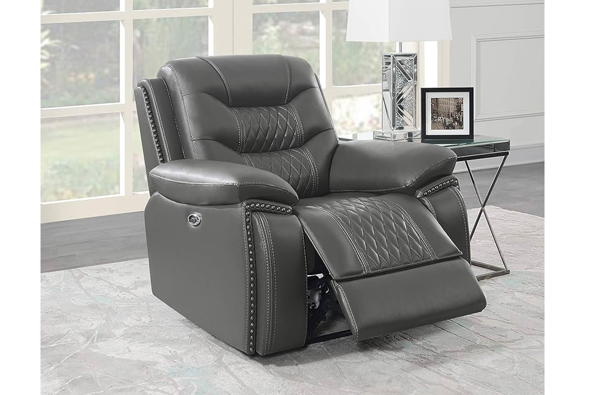 Flamenco Tufted Upholstered Power Recliner Charcoal
