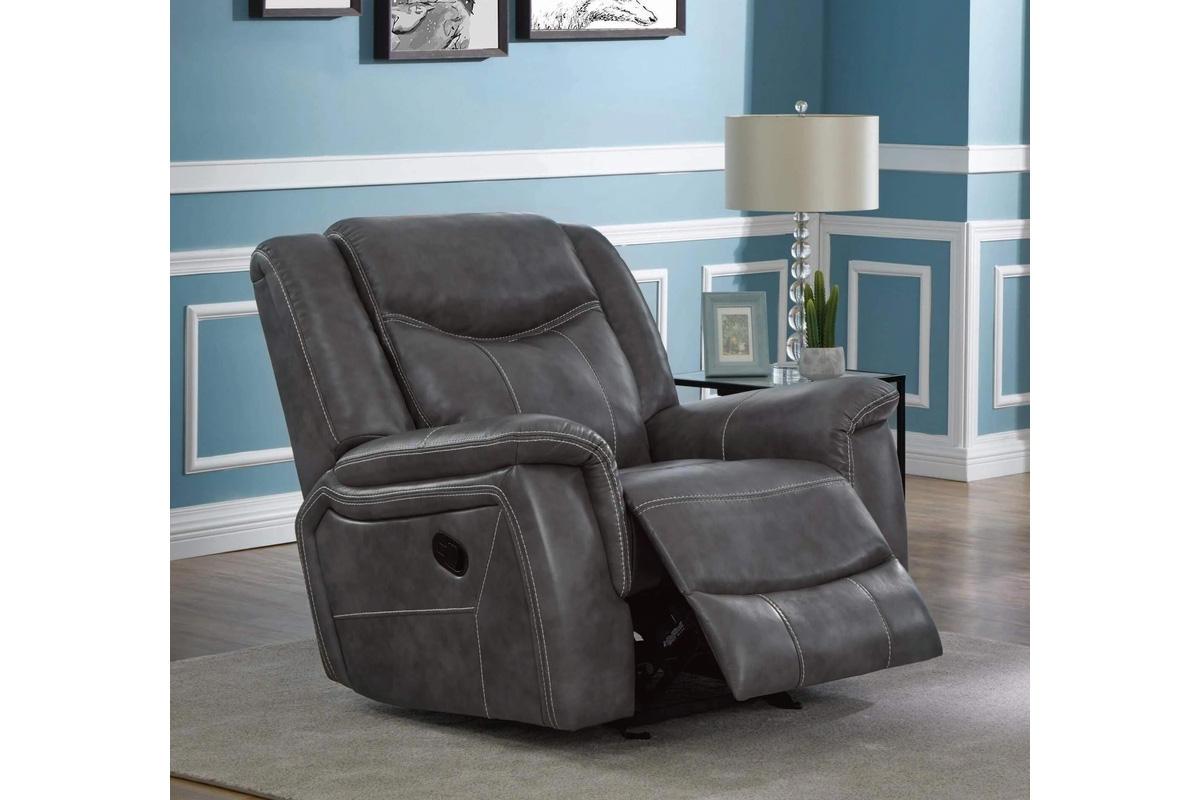 Conrad Upholstered Motion Glider Recliner Grey