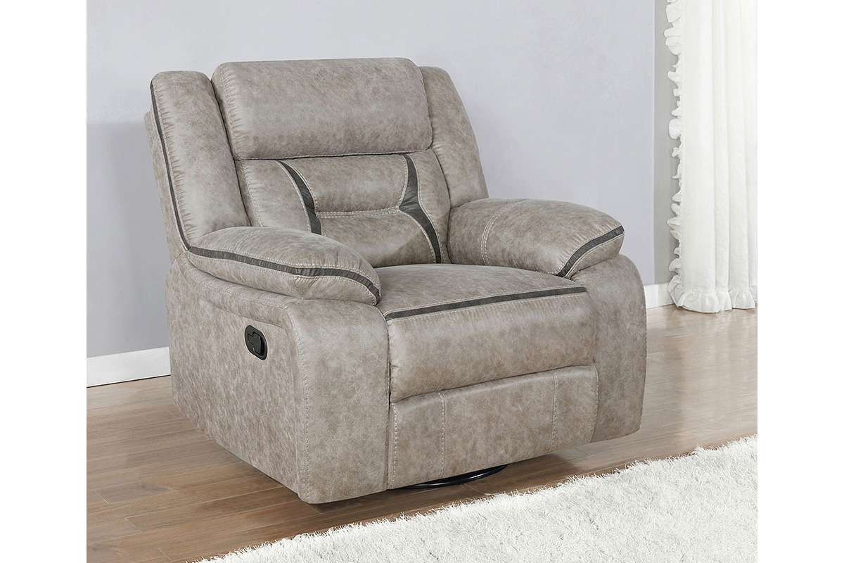 Greer Transitional Taupe Leatherette Glider Recliner