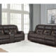 Greer Motion Sofa & Loveseat Set Transitional Dark Brown Leatherette