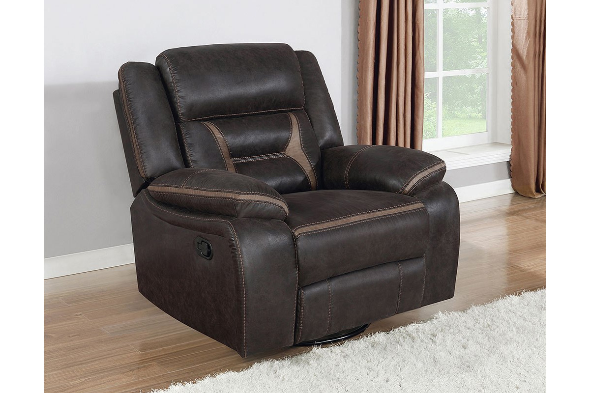 Greer Transitional Dark Brown Leatherette Glider Recliner