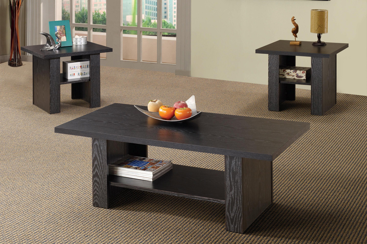 3 Pcs Rodez Occasional Coffee Table Set Black Oak