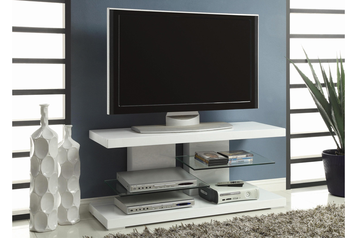 Cogswell 2-Shelf TV Console Glossy White