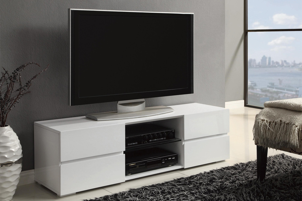 Galvin 4-Drawer TV Console Glossy White