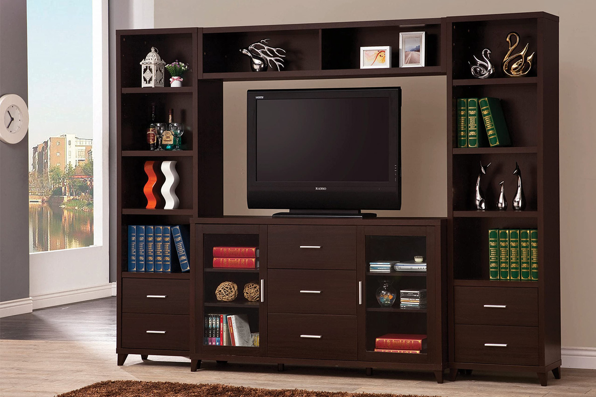 4 Pcs Set Lewes Entertainment Center Cappuccino