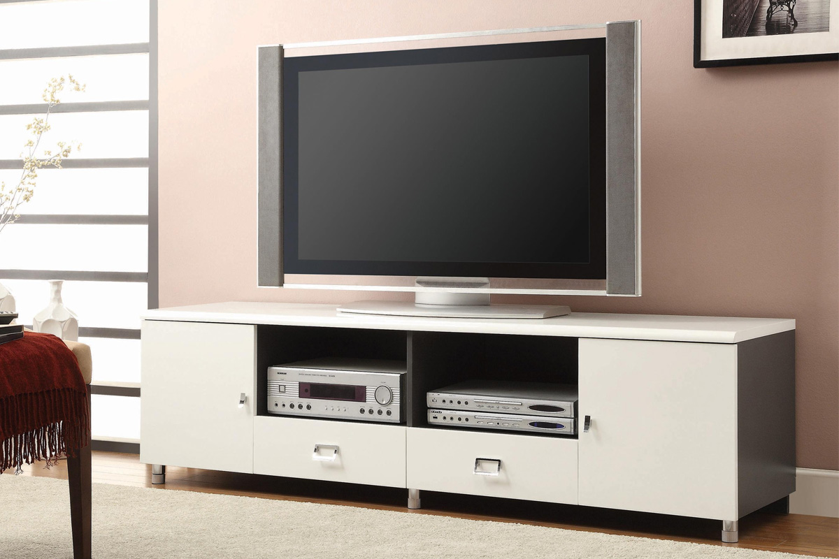 Burkett 2-Drawer TV Console White And Grey