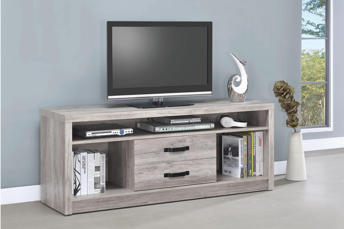 Burke 2-Drawer 59″ TV Console Grey Driftwood