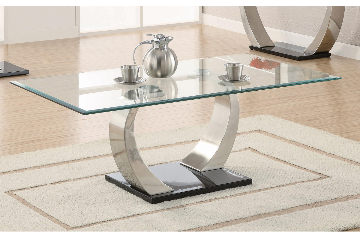 Pruitt Glass Top Coffee Table Clear And Satin