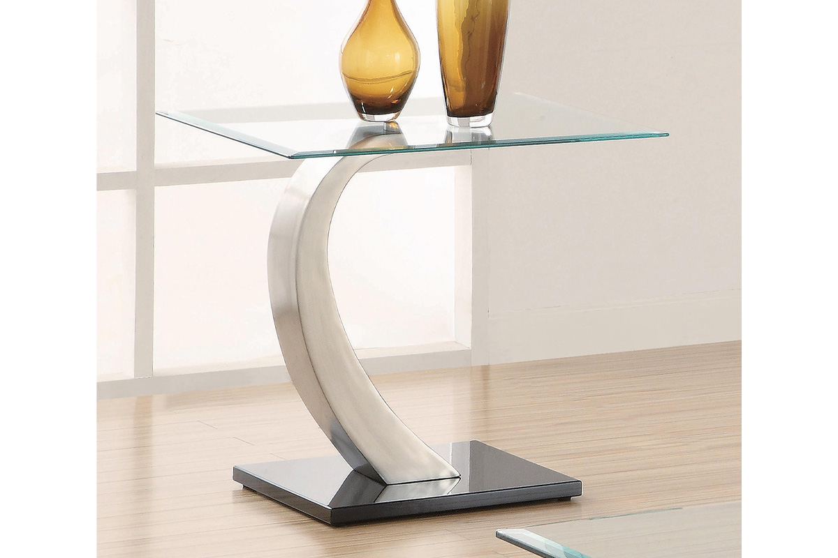 Pruitt Glass Top End Table Clear And Satin