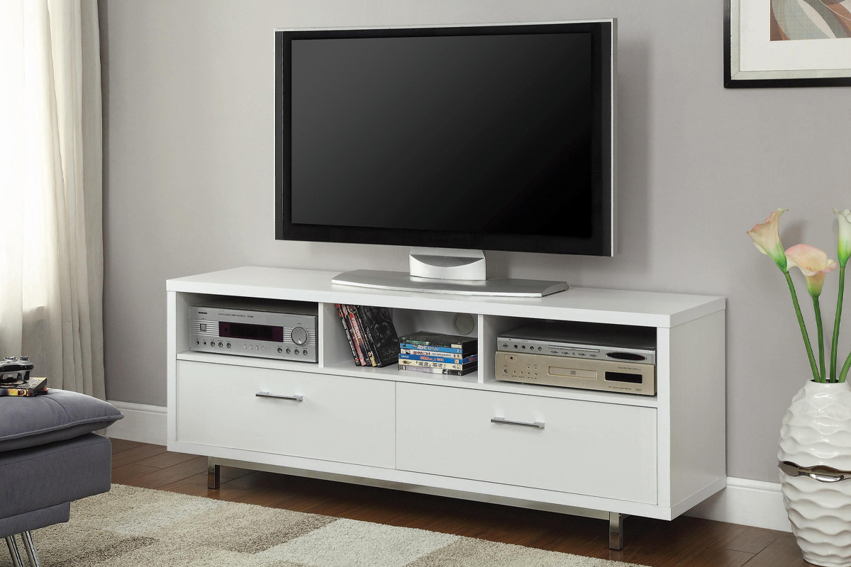 Casey 2-Drawer Rectangular TV Console White