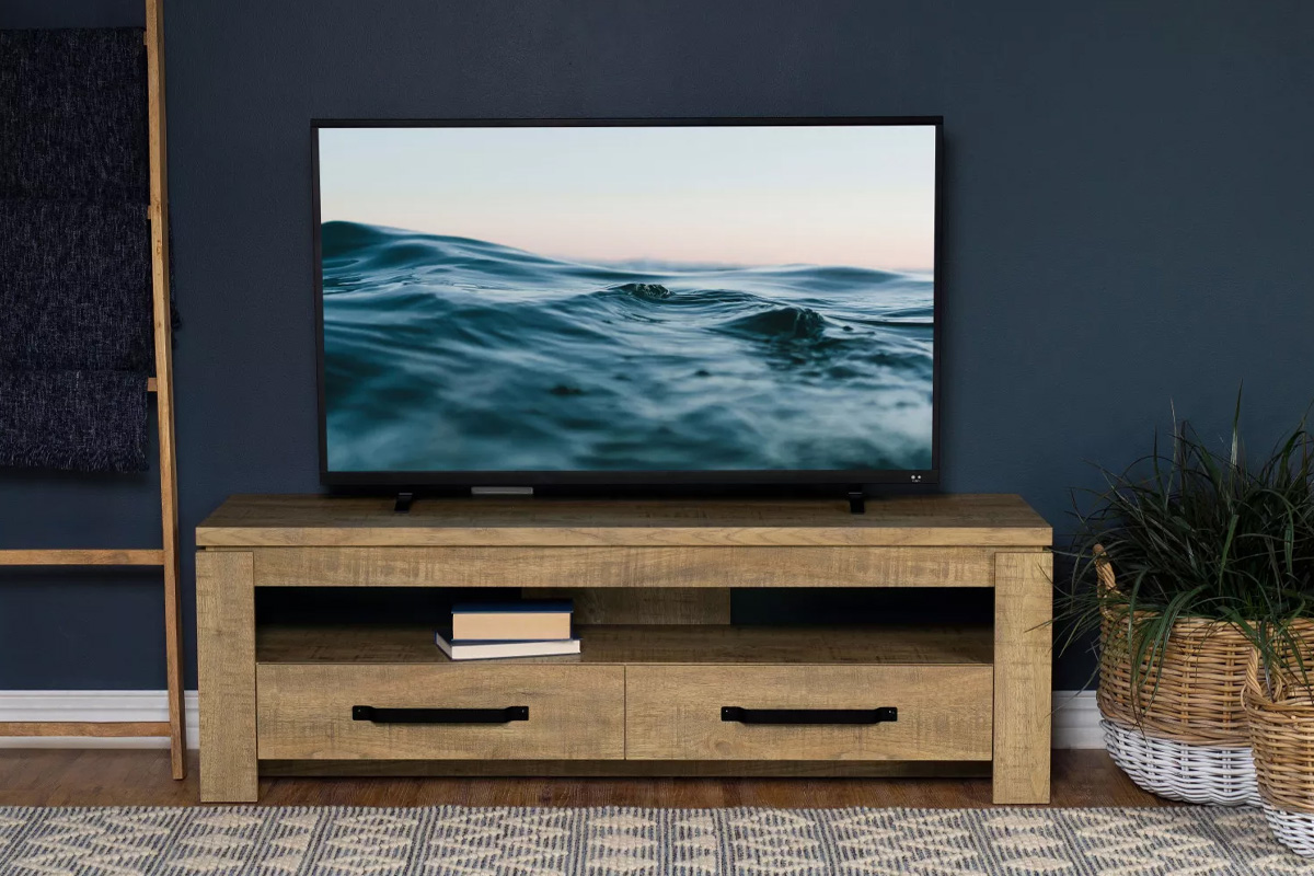 Elkton 2-Drawer Engineered Wood 59″ TV Stand Mango