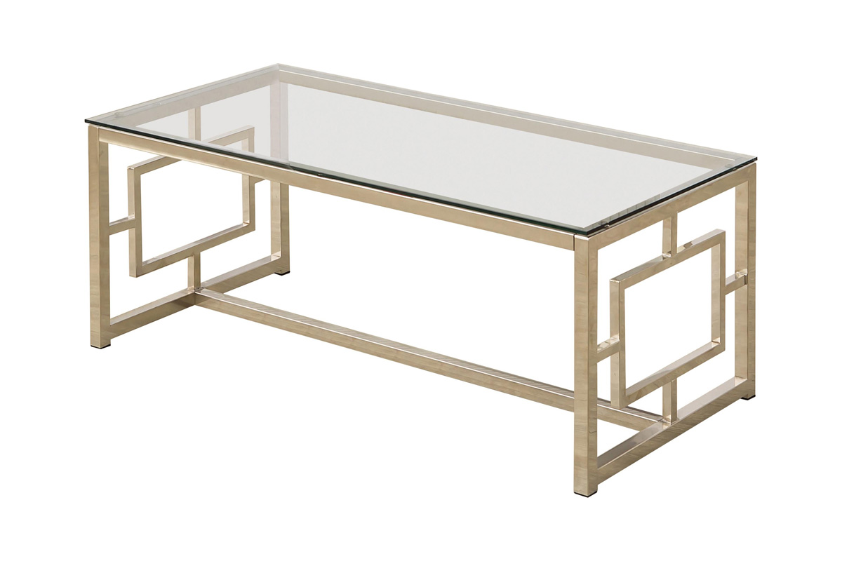 Merced Rectangle Glass Top Coffee Table Nickel