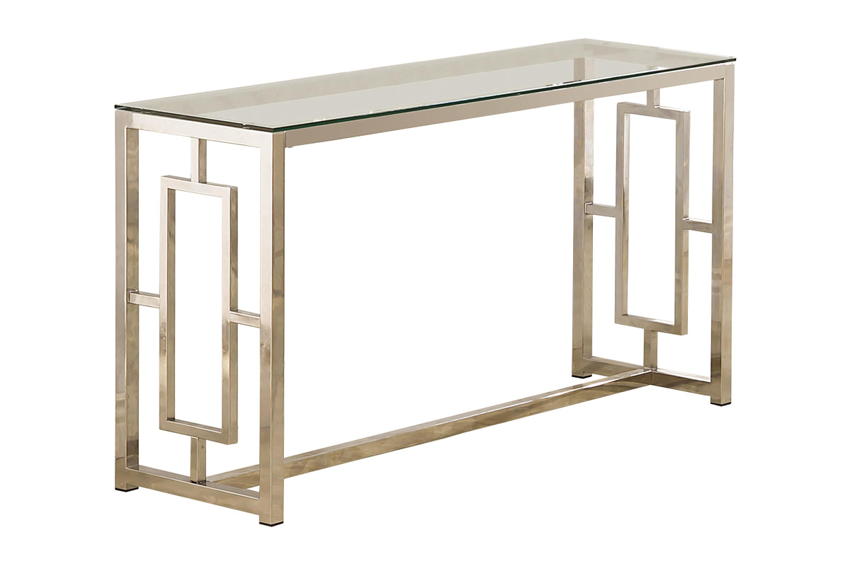Merced Rectangle Glass Top Sofa Table Nickel