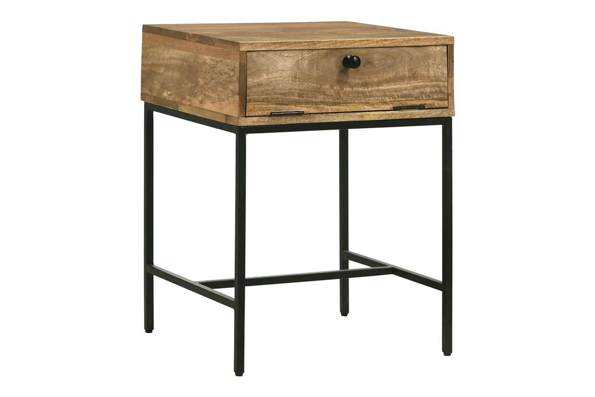 Stephie 1-Drawer Rectangular End Table Honey Brown