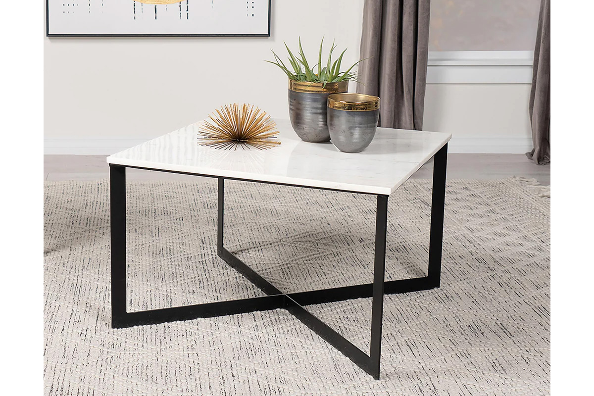 Tobin Square Marble Top Coffee Table White And Black