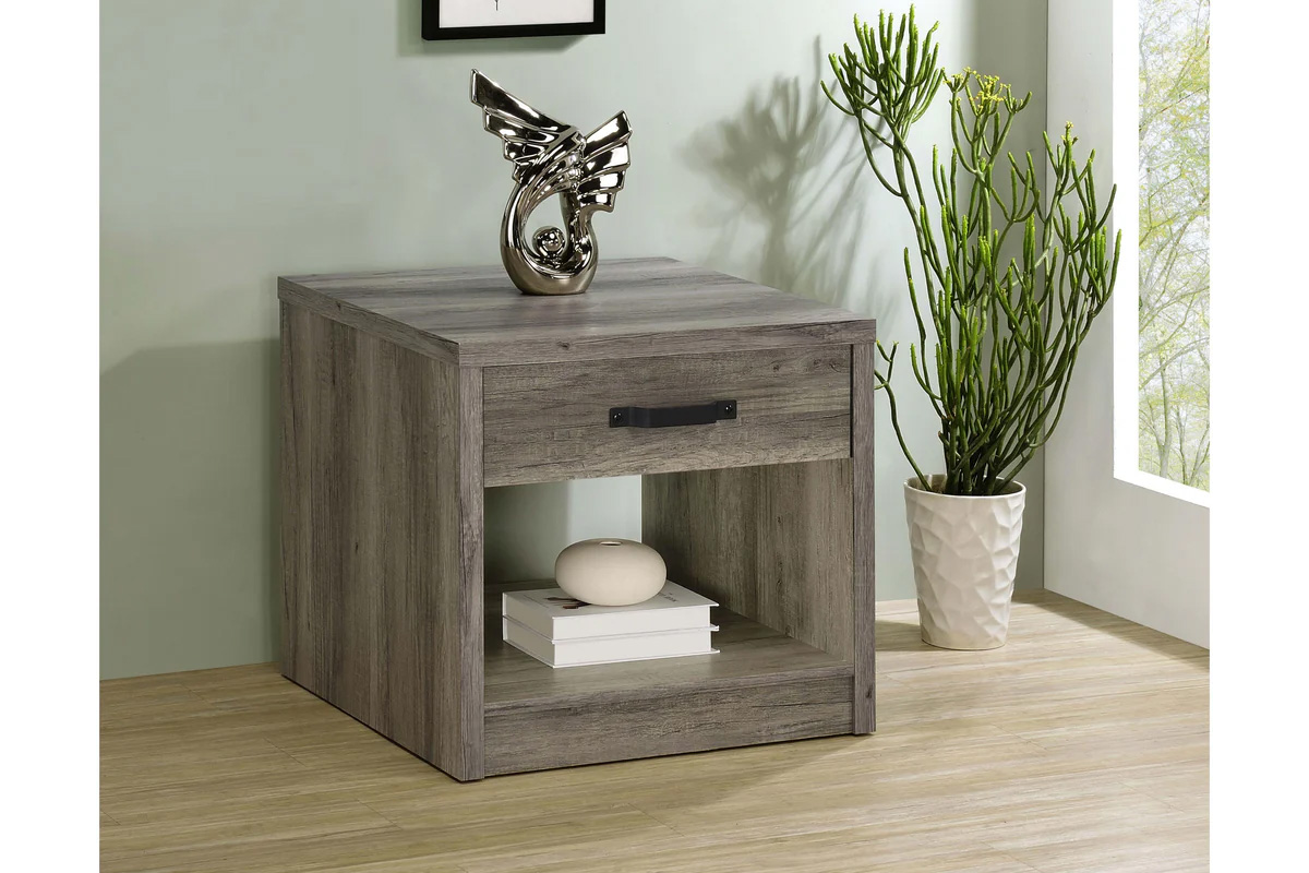 Felix 1-Drawer Square Engineered Wood End Table Grey Driftwood