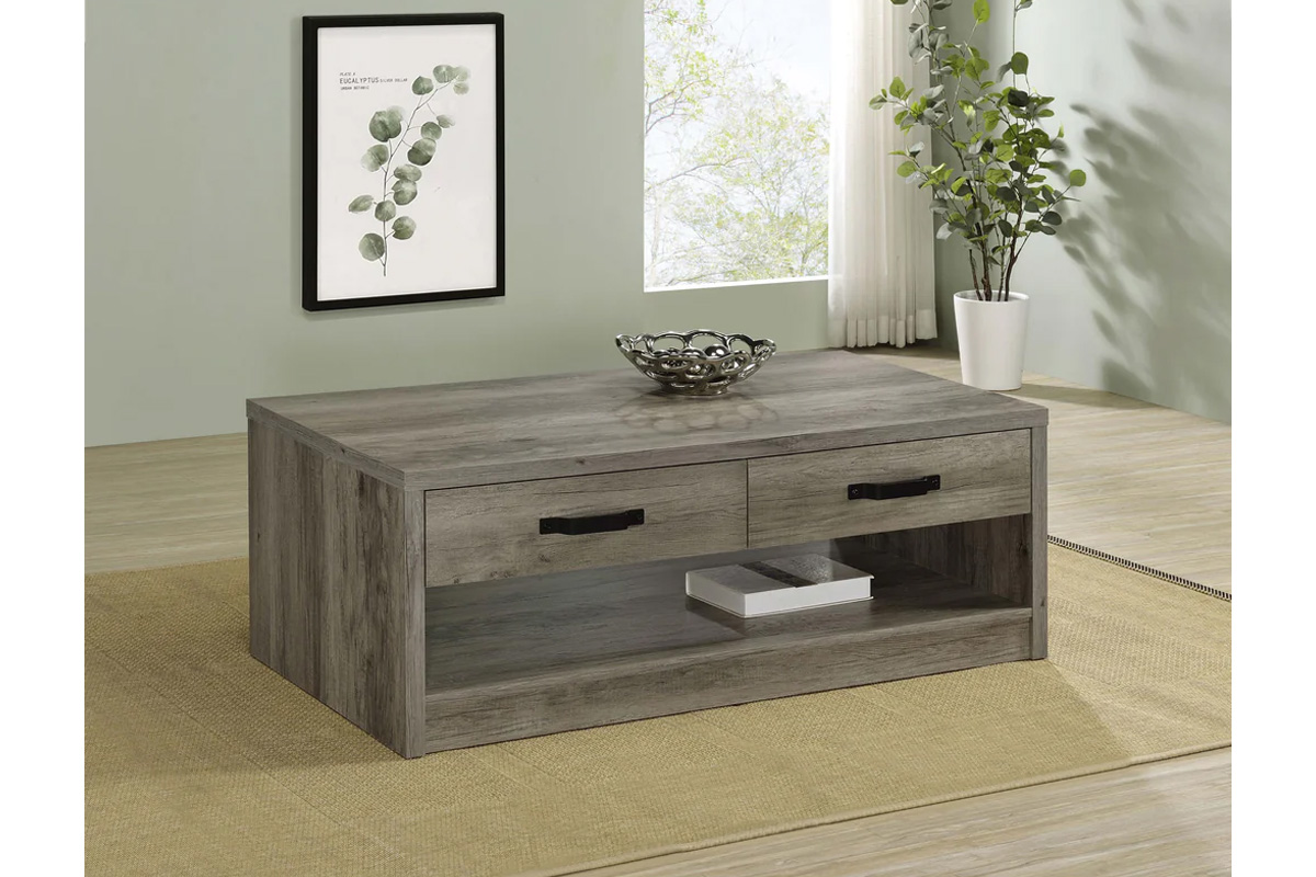 Felix 2-Drawer Rectangular Engineered Wood Coffee Table Grey Driftwood