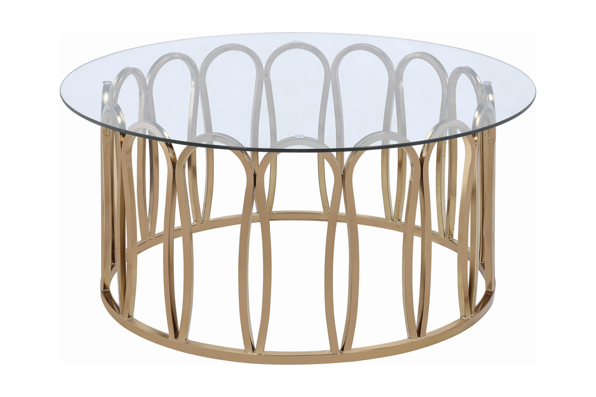 Monett Round Coffee Table Chocolate Chrome And Clear