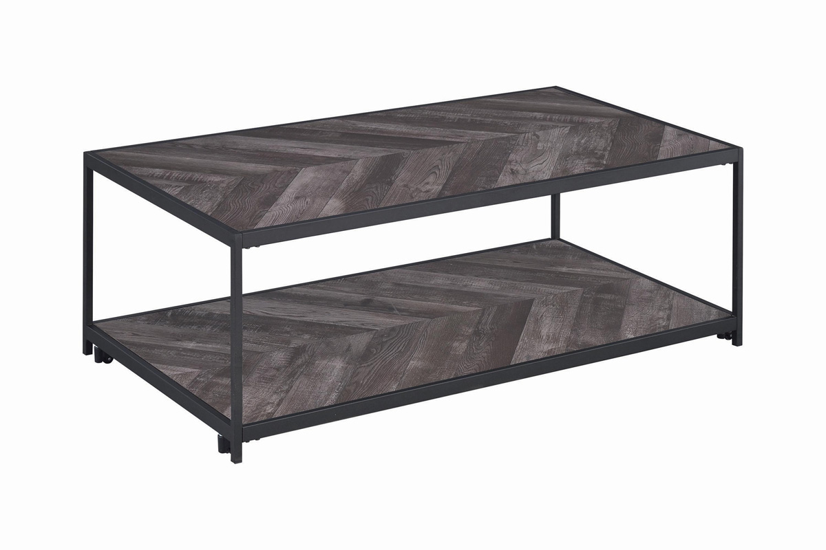 Beckley Chevron Coffee Table Rustic Grey Herringbone