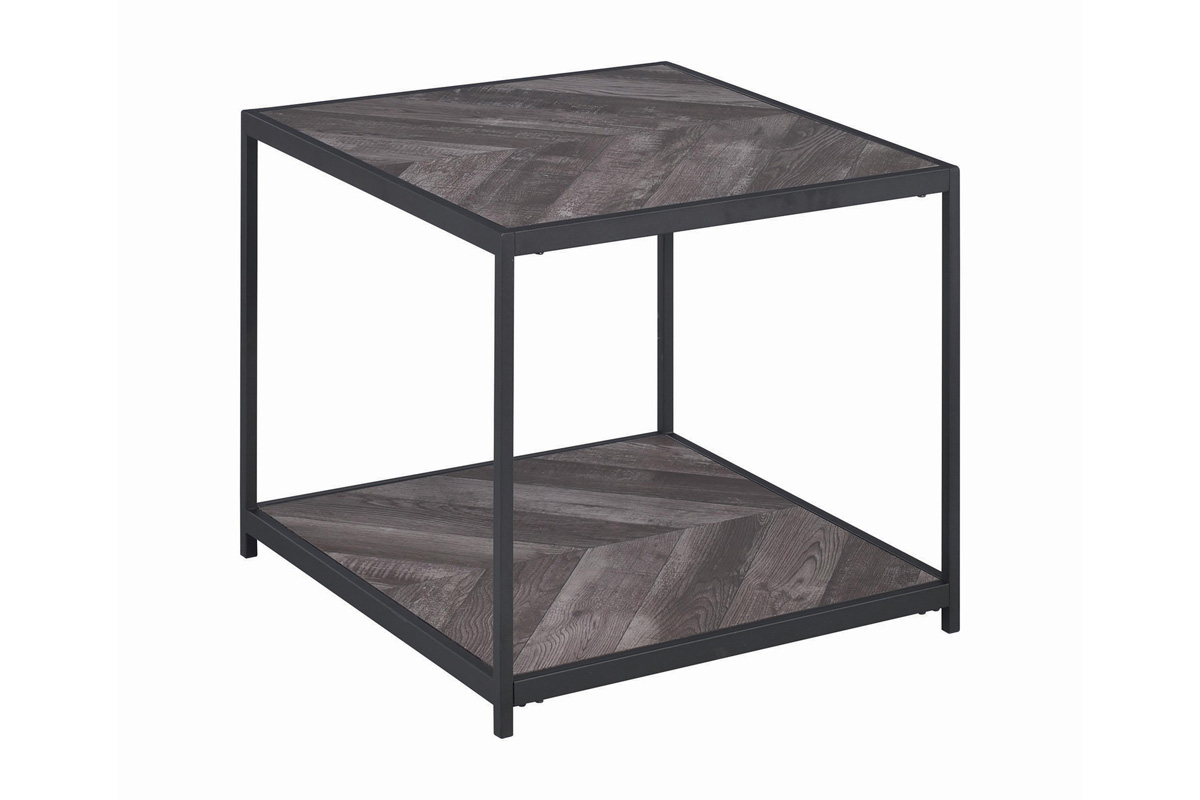 Beckley Chevron End Table Rustic Grey Herringbone
