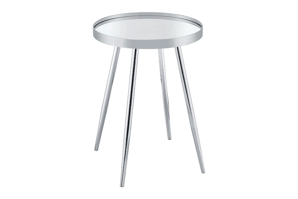 Kaelyn Round Mirror Top End Table Chrome
