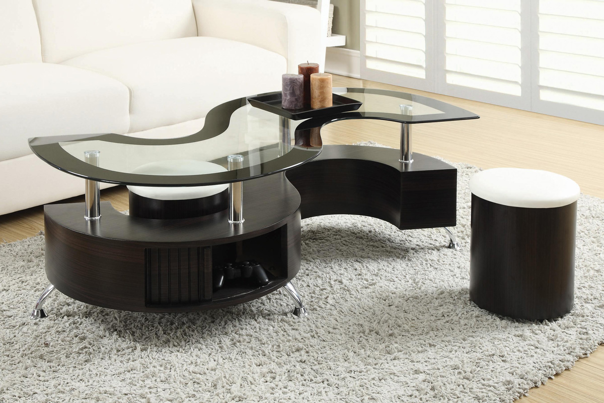 3 Pcs Buckley Coffee Table And Stools Set Cappuccino
