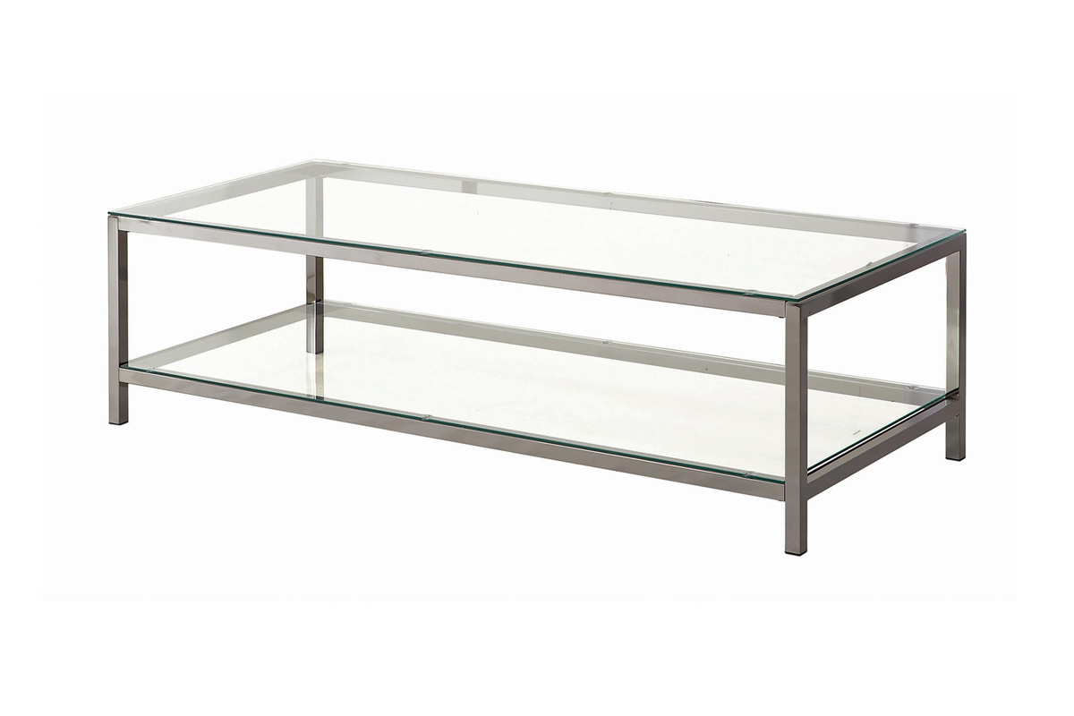 Trini Coffee Table With Glass Shelf Black Nickel