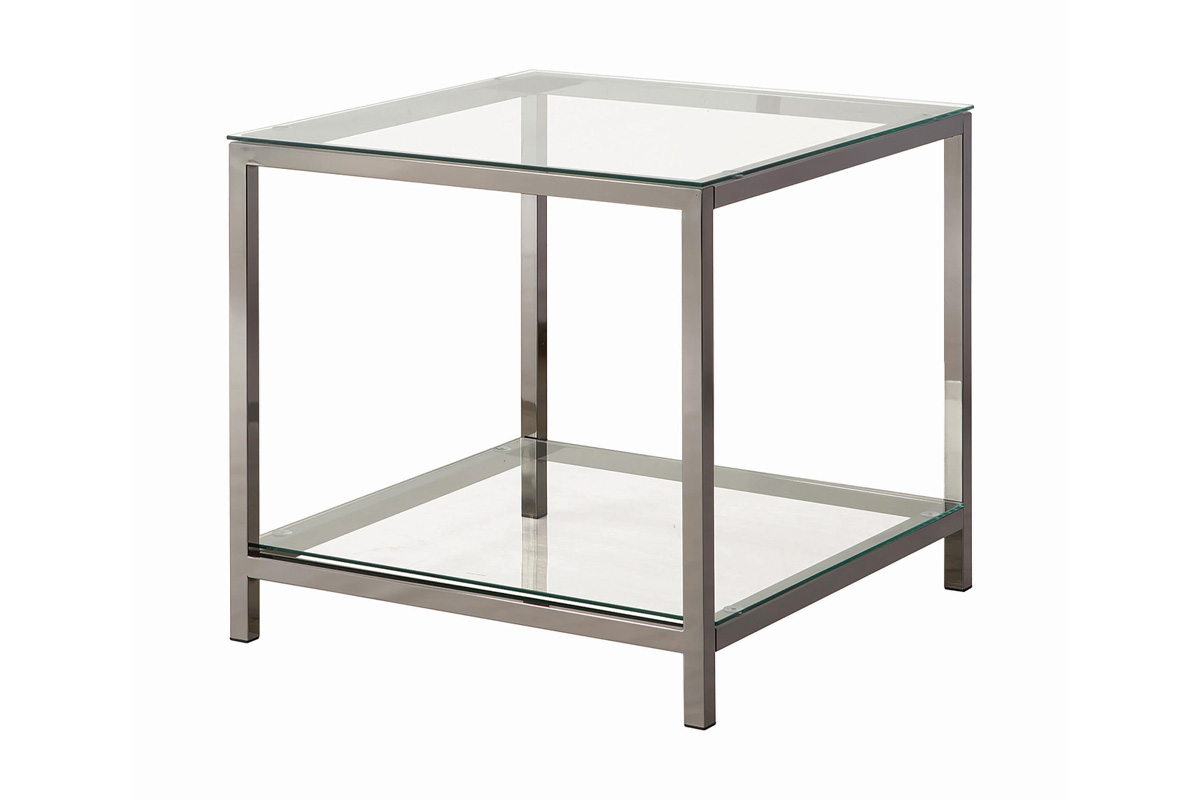 Trini End Table With Glass Shelf Black Nickel