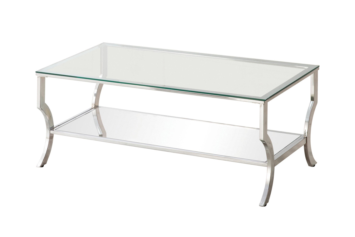 Saide Rectangular Coffee Table With Mirrored Shelf Chrome