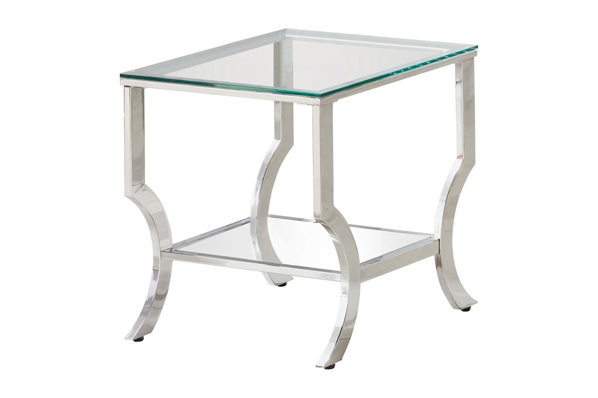 Saide Square End Table With Mirrored Shelf Chrome
