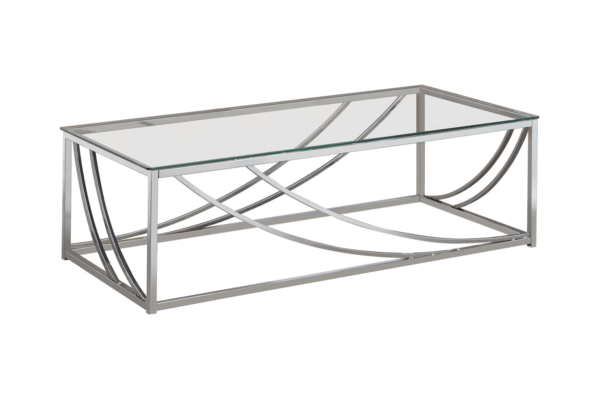 Lille Glass Top Rectangular Coffee Table Accents Chrome